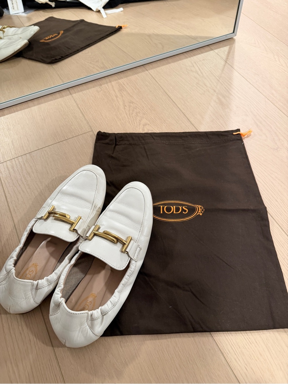 TOD'S White Leather Loafers